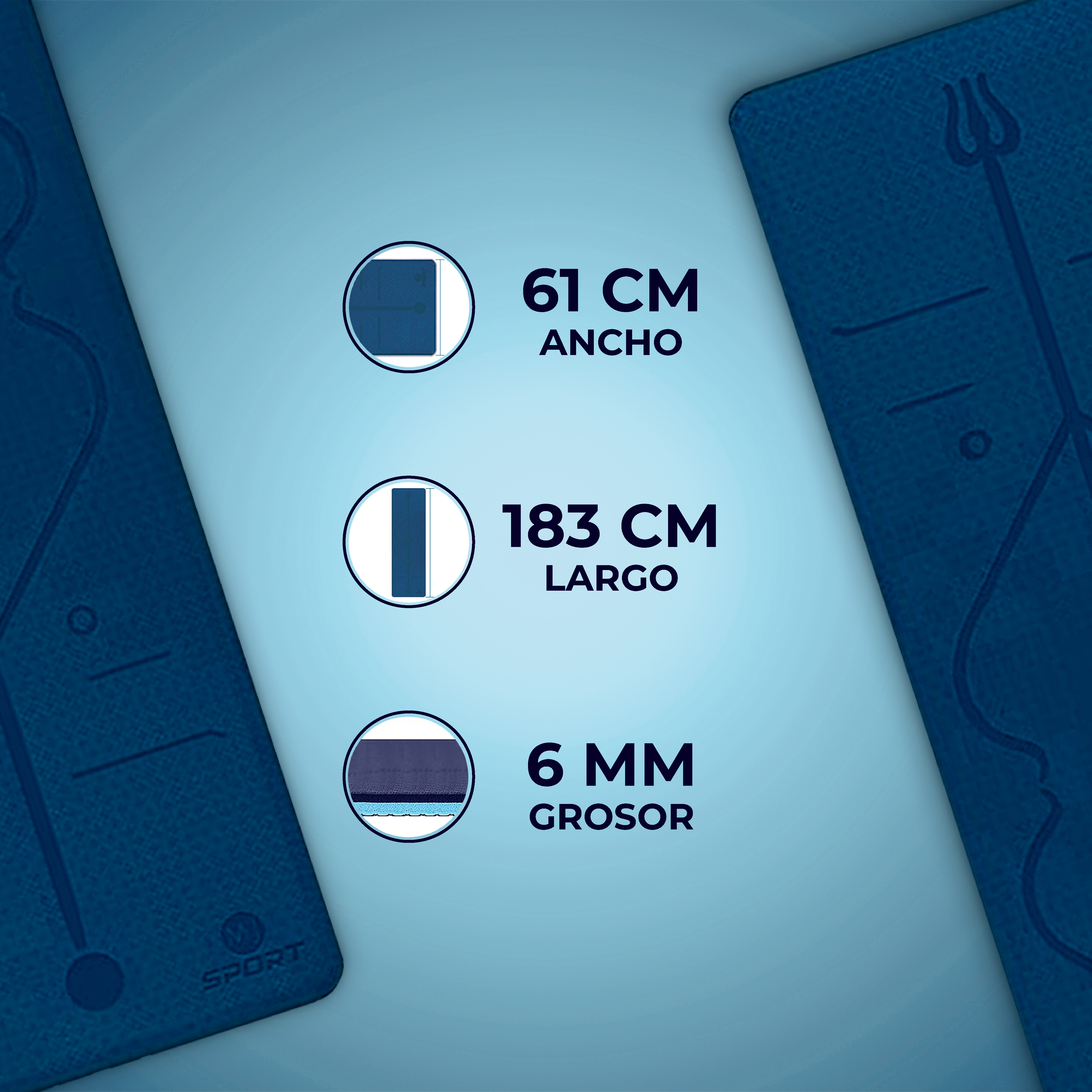 Tapete de Yoga 6mm - Azul
