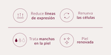 Beneficios de la línea RENEW: reduce líneas de expresión, renueva la piel, ayuda con las manchas y piel renovada
